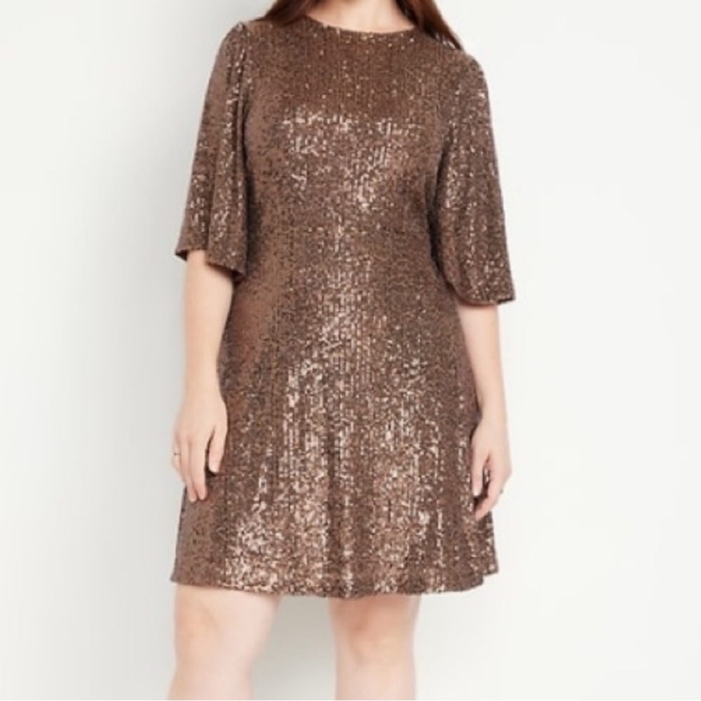 Old Navy Bronze Sequin Mini Dress